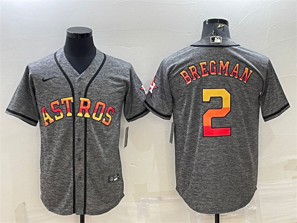 Men's Houston Astros #2 Alex Bregman Gray Cool Base Stitched Baseball Jersey